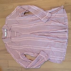 Caffe Marrakesh Rayon Long Sleeve Pleated Flowy‎ Top Pink Gray Small
